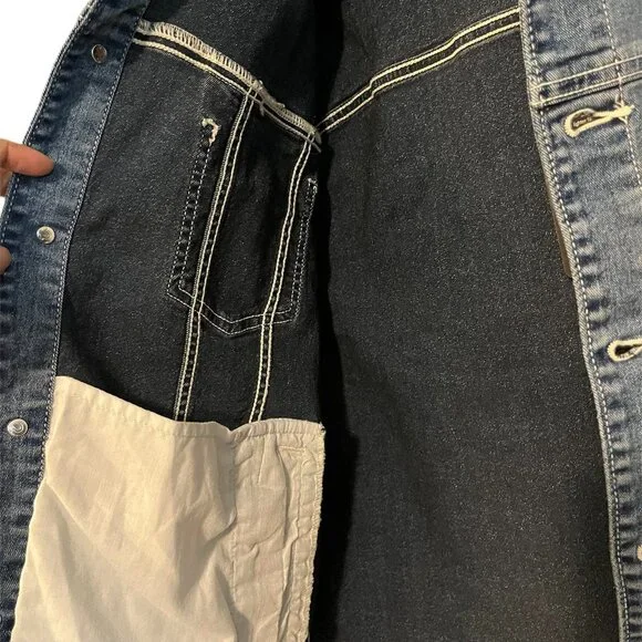 True Religion Oversized Glitter Denim Jacket Size: Medium - Picture 5 of 10